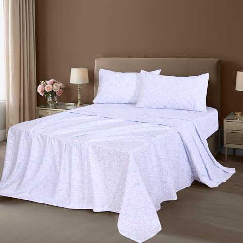 ZOYER 100% Cotton Sheets – Full Size Percale Bedding, Cooling & Breathable, Durable with a Crisp, Soft & Comfortable Feel, 16" Deep Pocket, 4-Piece Set, Blue Autumn ZOYER
