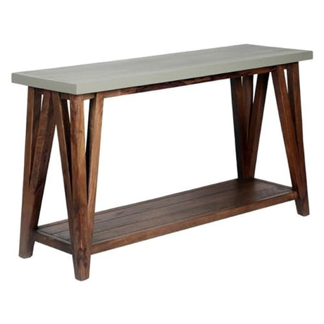 Brookside 52 in. Wide Console/Media Table, Industrial Design, Concrete-Coated Top, Solid Wood Base and Shelf, Functional Living Room Accent pc, Ideal for 32 in. TVs, 30 in. W x 15 in. D x 29 in. H Alaterre Furniture