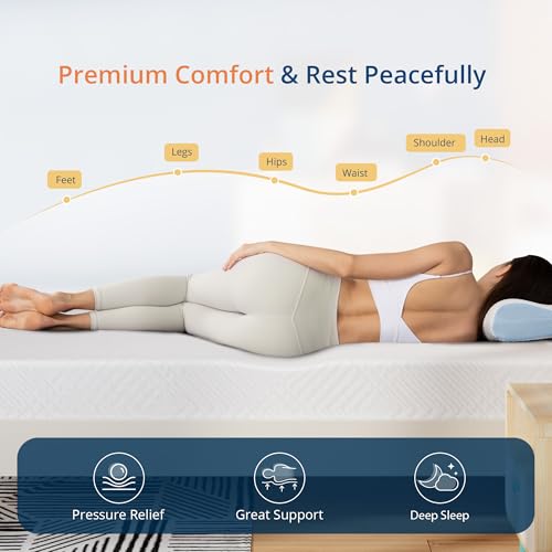 EGOHOME Twin Mattress for Kids Adults Single Bed, 5 Inch Green Tea Gel Cooling Memory Foam Bunk Bed Mattress in a Box, Made in USA CertiPUR-US Certified, Medium Firm Trundle, White MLILY