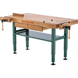 Grizzly T10157 Heavy-Duty Oak Workbench with Steel Legs Grizzly