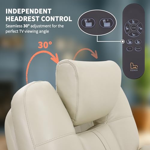EONIX Triple Motor Lay Flat Power Lift Recliner Chair for Elderly with Adjustable Headrest, 400lbs Electirc Lift Chair for Living Room, Lumbar Pillow, Extended Footrest, Cream White