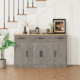 Shintenchi Buffet Cabinet with Storage,53.4" Large Kitchen Storage Cabinet with 3 Drawers and 4 Doors,Wood Farmhouse Buffet Sideboard with Adjustable Shelf for Kitchen Living Room, Gray Shintenchi