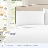 King Size Sheets - Breathable Luxury Bed Sheets with Full Elastic & Secure Corner Straps Built In - 1800 Supreme Collection Extra Soft Deep Pocket Bedding Set, Sheet Set, King, White Sweet Home Collection