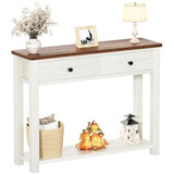 Homieasy Farmhouse Console Table with 2 Drawers, 32 Inch Small Sofa Table with Storage Shelf for Living Room, Behind Couch, Entryway Table for Hallway, Living Room, or Foyer, Brown and Antique White Homieasy