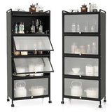 Giantex 5-Tier Freestanding Kitchen Storage Cabinet with Mobile Design and Flip-Up Doors, Black Giantex