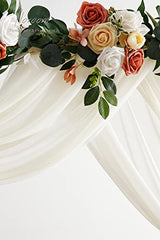 Floroom Wedding Arch Draping Fabric 2 Panels 20Ft Ivory Chiffon Fabric Drapes Arbor Drapery Wedding Ceremony Reception Swag Decorations Floroom
