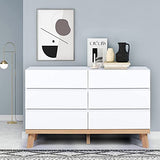 YIGOBUY White Dresser for Bedroom 6 Drawer Double Dresser Chest of Drawers Large Storage Cabinet Wooden Dresser for Bedroom, Living Room, Hallway YIGOBUY