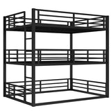 Harper & Bright Designs Heavy Duty Triple Bunk Bed, Full Over Full ove Full Bunk Bed with Ladders, Metal Bunk Beds with Guardrails for Kids, Teens, Adults, Noise-Reduced, Black Harper & Bright Designs