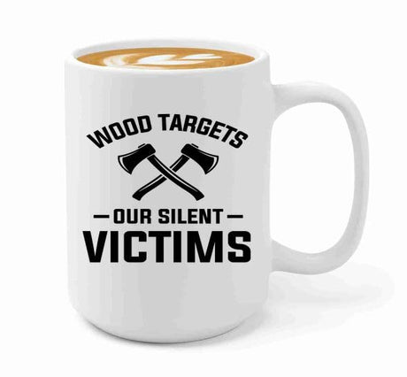 Axe Throw Coffee Mug 15oz White -Wood targets - Sport Game Tomahawk Target Throwing wooden Competition Hunting Luxe Gifting