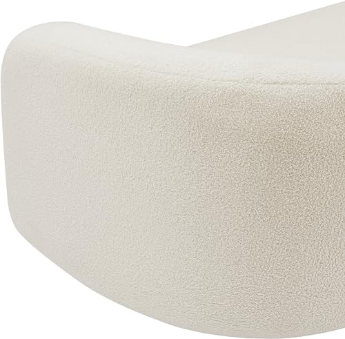 Meridian Furniture 186Cream-L Kali Collection Modern | Contemporary Loveseat with Soft Cream Faux Shearling Teddy Fabric, Curved Back, 62" W x 33" D x 27" H, Cream Meridian Furniture