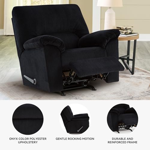 Signature Design by Ashley SimpleJoy Casual Rocker Recliner with Pillow-Top Armrest, Black