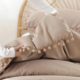 YIRDDEO Twin Comforter Set - Comforter Twin Size Bed with Ball Pom Fringe, Soft Bedding Set for All Seasons - 2 Pieces, 1 Comforter (66"x90") & 1 Pillow Sham(20"x26"), Taupe YIRDDEO