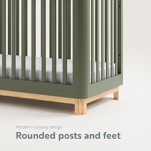 Storkcraft Santos 3-in-1 Convertible Crib (Olive with Natural) – GREENGUARD Gold Certified, Fits Standard Crib Mattress, Converts to Toddler Bed and Daybed, Rounded Details, Designer Edition Storkcraft