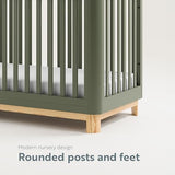Storkcraft Santos 3-in-1 Convertible Crib (Olive with Natural) – GREENGUARD Gold Certified, Fits Standard Crib Mattress, Converts to Toddler Bed and Daybed, Rounded Details, Designer Edition Storkcraft
