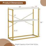 Giantex 36" Narrow Console Table, 2-Tier Entryway Tables with Faux Marble Top & Heavy-Duty Metal Frame, Behind Couch Table, Modern Sofa Tables with Open Storage Shelves for Entrance, Living Room,Foyer Giantex