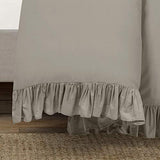 Lush Decor Reyna Ruffle Cotton Duvet Cover Set 3 Piece Set Full/ Queen, Gray - Queen Size Bedding Set - Gray Duvet Queen- Ruffled Bedding - Coquette Decor Lush Decor