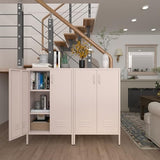 IRONFFICE Storage Cabinet,Metal Cabinets with Doors and Shelves,2 Doors Locker Cabinet with Legs,Metal Locker Storage Cabinets,Entryway Cabinet for Office,Classroom,Bedroom,Pink IRONFFICE