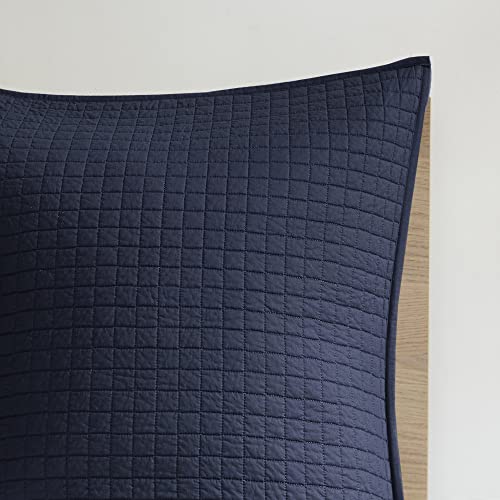 Intelligent Design Duvet Set 100% Cotton Jacquard, Tufts Accent, Shabby Chic All Season Cover for Comforter, Matching Shams, Decorative Pillows, Full/Queen (88 in x 92 in), Navy 7 Piece Intelligent Design