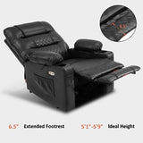 MCombo Zero Gravity Power Recliner Chair with Heat and Vibration Massage, Reclining Chair with USB Ports, Cup Holders for Living Room, Faux Leather PR621 (Black)