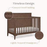 Delta Children Kendall 6-in1 Convertible Crib - Converts from Baby Crib to Toddler Bed, Daybed, Sofa Bed and Full-Size Bed with and Without Footboard, Fits Full-Size Crib Mattress, Teak Brown