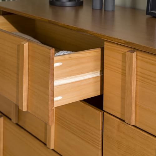 Walker Edison Contemporary Detailed 6-Drawer Solid Wood Dresser, 60 Inch, Caramel-T Walker Edison