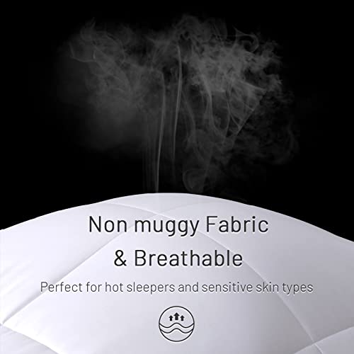 NEXHOME PRO Viscose from Bamboo Cooling Comforter, White Queen Lightweight Down Alternative Cool Natural Organic Duvet Insert, Summer Bedding Blenket Cool for Hot Sleepers,8 Corner Tabs(90"x 90") NEXHOME PRO