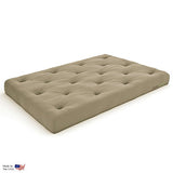 Nirvana Futons Twin Futon Lounger with Twill Khaki Mattress, Natural Solid Wood Nirvana Futons