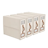 BigPonPon 4 Pack Foldable Bed Sheets Set Organizers and Storage(King & Queen Size),Linen Fabric Closet Organizers with Window,Folding Bedding Storage Box for Bedsheets and Pillow Cube Organizer-Beige BigPonPon