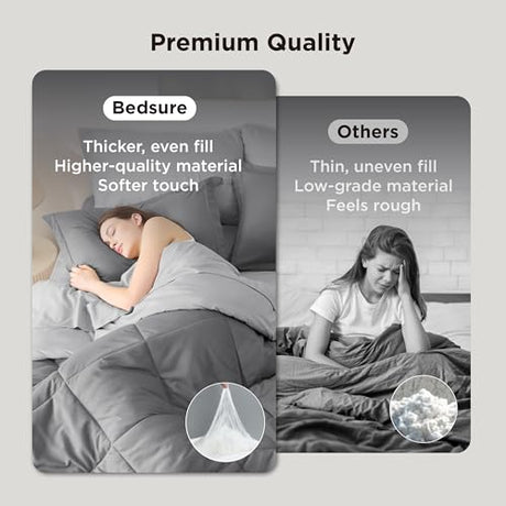 Bedsure Full Size Comforter Set - 7 Pieces Reversible Grey Bedding, Full Size Bed Set for All Seasons, Bed in a Bag with Down Alternative Comforter, Sheets, Pillowcases & Shams Bedsure