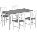 sogesfurniture 42.5" 4-Person Dining Table Set, 5 Pieces Pine Wood Kitchen Table with 4 Chairs,Indoor Modern Rectangular Dining Table Furniture Set for Kitchen, Dining Room, Dinette, Breakfast Nook sogesfurniture
