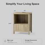 OAKHAM HOME Night Stand Set of 2, Fluted Nightstand with Charging Station Bed Side Table End Table with Drawer Storage Mid Century Wood Night Stands for Bedroom Living Room (Sunwashed Ash Oak) OAKHAM HOME