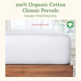 California Design Den 100% Organic Cotton Fitted Sheet Queen Size Only - Percale Queen Deep Pocket Fitted Sheet, Lightweight, Snug-Fit, Crisp, Durable - White California Design Den