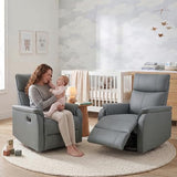 HAOMARKETS Swivel Rocker Recliner Chair, Manual Faux Leather Glider Rocking Recliners for Adults, 360° Swivel Nursery Reclining Sofa with Padded Backrest for Living Room, Grey