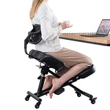 Ergonomic Kneeling Chair with Back Support and Wheels for Office, Adjustable Balance Chair for Home,Black SITSEATSEE