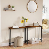 HollyHOME Narrow Console Table, 29.5" Slim Entryway Table, Sofa Stand, Hallway Shelf for Hallway, Bedroom, Living Room, Foyer, Canyon Walnut HollyHOME
