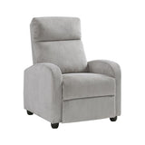 Lexicon Corduroy Pushback Recliner Chair Armchair Push Back Recliner, Solid Wood Frame and Metal Base, Easy Assembly Small Soft Single Sofa Accent Chair for Living Room/Office/Apartment, Light Grey