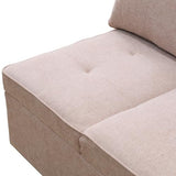 UOCFYK Convertible Ottoman Sofa with Storage, Modern Sackcloth Futon Couch with 2 Pillows Adjustable Backrest, Recliner Folding Loveseat for Living Room, Apartment Dorm, Office,Pink UOCFYK