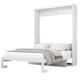 GYYBED Queen Size Murphy Bed,68-inch Cabinet Bed Folding Wall Bed with Desk Combo for Guest Room, Study, Office (White, Queen #1) GYYBED