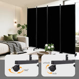 Room Divider (4 Panel) Wall Divider for Room Separation, 88 inch Wide Portable Privacy Screens W/Wheels, Metal Frame Freestanding Room Separators 5.6FT Room Partitions and Dividers YASRKML