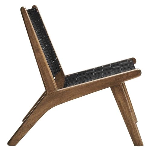 Modway Saoirse Faux Leather Wood Accent Lounge Chair in Walnut Black Modway