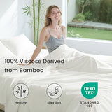 Love's cabin 4 Piece Full Size Sheet Set, Cooling Sheets, 100% Rayon Derived from Bamboo, Breathable & Soft Full Size Bed Set, Deep Pocket Up to 16", Hotel Luxury Silky Bedding Sheets, White Love's cabin