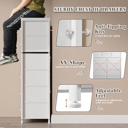 EnHomee Dresser, White Dresser for Bedroom with 16 Drawers, Tall Dressers & Chests of Drawers, White Dresser for Bedroom, Dresser Organizer, Dressers Bedroom Furniture with Drawer for Closet Entryway