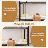 Bonnlo Full Over Full Metal Bunk Bed, Twin Size Frame with Ladder & Safety Guardrail, Low Profile Space-Saving Design, Ideal for Kids & Juniors, Mattress Not Included (Black) Bonnlo