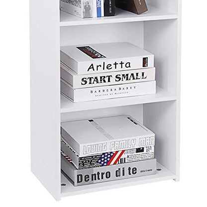 5-Tier Narrow Bookshelf – Freestanding Wood Cube Storage Shelf for Small Spaces, White - WoodArtSupply