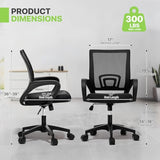 Magshion Ergonomic Office Chair 10 Pack, Mid-Back Mesh Desk Chair, Adjustable Swivel Computer Chair with Lumbar Support & Breathable Backrest for Gaming, Work, Study, 300 Lbs Capacity, Black Magshion
