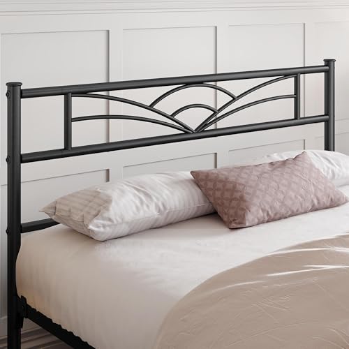 Yaheetech Queen Size Bed Frames Metal Platform Bed Mattress Foundation with Cloud-Inspired Design Headboard/Footboard/Ample Under Bed Storage/No Box Spring Needed/Black Yaheetech