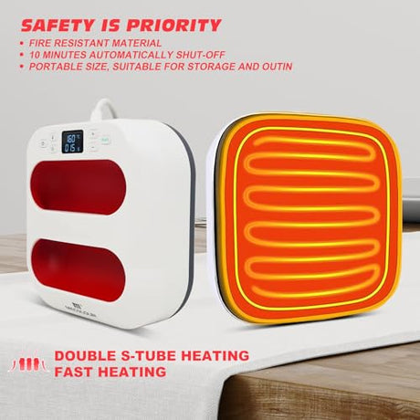 MECOLOUR Heat Press Machine for T Shirts, Portable Heat Press 9"X9" With Heat Press Mat, PTFE Teflon and 8 Pcs Tshirt Ruler Guide, Tshirt Press Machine for Sublimation, HTV, Heat Transfer Projects Red MECOLOUR