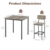 TJYGO Dining Table Set for 4, 5 Piece Kitchen Table with Chairs, Sturdy Industrial Space Saving Dinette Set for Pub, Family Dinners, Apartment, Gray TJYGO