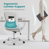 Office Chair, Mid Back Computer Ergonomic Mesh Desk with Larger Seat, Executive Height Adjustable Swivel Task with Lumbar Support and Armrests for Women Adults SMUGDESK