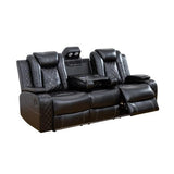 Ocstta Breathable Leather Power Recliner Sofa Set with LED, Leather Loveseat and Couch for Living Room, Reclining Couch Set with USB Port/Storage/Cup Holders (Sofa and Loveseat, Black) Ocstta